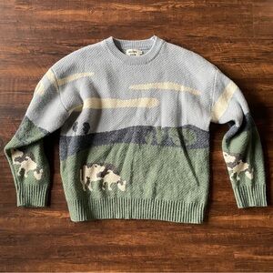 Aelfric Eden Cow In A Pasture Farmcore Knitted Crewneck Sweater - XL